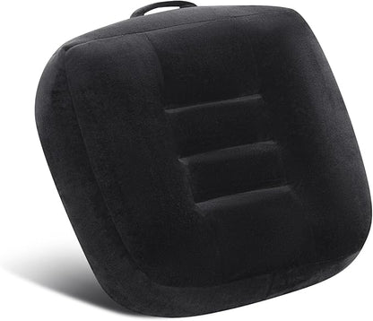 Extra Large Seat Cushion, Thick Chair Cushion Booster for Office Chair, to Rise Height, Velvet Cover with Handle and Anti-Slip Bottom, PP Cotton Filling, Coccyx Pain Relief (Black, X Large)