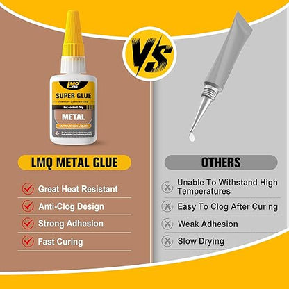 Metal Super Glue Liquid, 60g Clear Instant Thick CA Glue for Stainless Steel Aluminum DIY Crafts and Repairs, Fast Drying High Strength All Purpose Permanent Professional Cyanoacrylate Adhesives