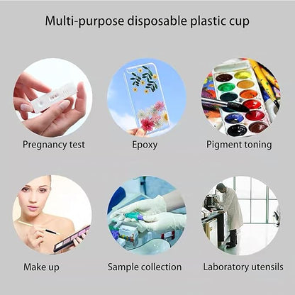 HOINCO Mixing Cup 100PCS,40ml Disposable Plastic Resin Mixing Cups Multipurpose Dispensing Cup for Mixing Paint, Epoxy, Resin Crafts DIY (Clear),Come with 20 PCS Wood Craft Sticks