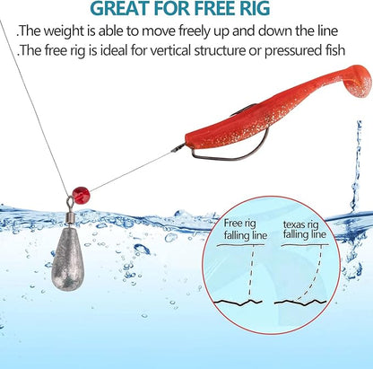 THKFISH Fishing Weights Sinkers Set, 60PCS Fishing Sinker Drop Shot Weights Kit,Drop Shot Rig Wacky Hooks for Saltwater Freshwater Bass Fishing