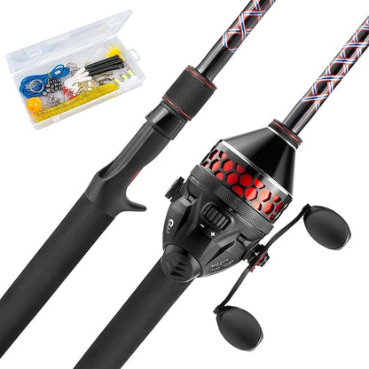 KastKing Brutus Fishing Rod and Reel Combo, Spinning & SpinCast Combo, Custom Tackle Kit, Pre-Spooled Line, Brute Tuff 2Pc Blanks, Stainless Steel Guide, EVA Handles, Custom Graphite Reel Seat