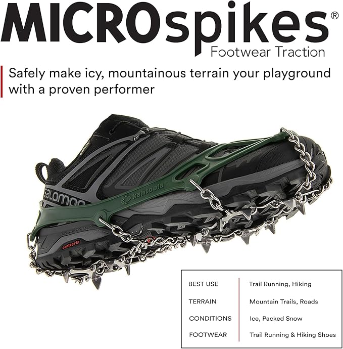 Kahtoola MICROspikes Footwear Traction for Winter Trail Hiking & Ice Mountaineering