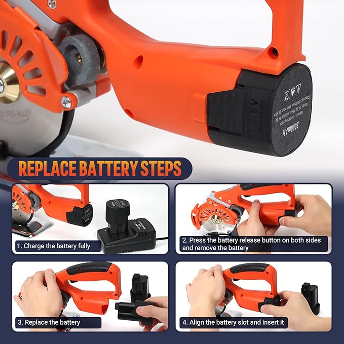 VLOXO Cordless Electric Rotary Scissors Power Fabric Cutter Rechargeable Rotary Cloth Scissors Adjustable Speed Electric Cutter with 2 Battery for Cutting Fabric Carpet Leather Multi-Layer Cloth