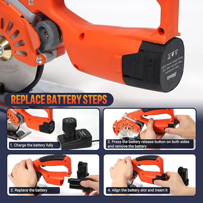 VLOXO Cordless Electric Rotary Scissors Power Fabric Cutter Rechargeable Rotary Cloth Scissors Adjustable Speed Electric Cutter with 2 Battery for Cutting Fabric Carpet Leather Multi-Layer Cloth