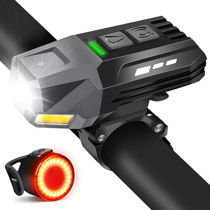 Bike Light Set, Rechargeable Bicycle Lights for Night Riding Front and Rear, Powerful Waterproof Bike Headlight, Easy to Install for Men Women Kids Road Mountain Cycling