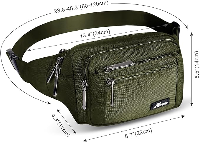 Waist Pack Bag Fanny Pack for Men&Women Hip Bum Bag with Adjustable Strap for Outdoors Workout Traveling Casual Running Hiking Cycling (Army Green)
