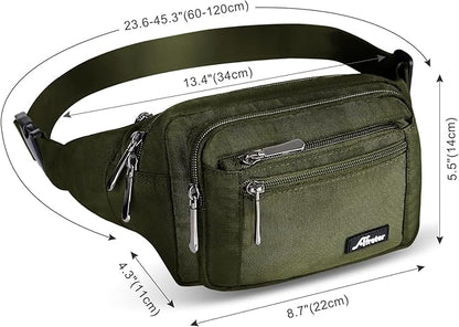 Waist Pack Bag Fanny Pack for Men&Women Hip Bum Bag with Adjustable Strap for Outdoors Workout Traveling Casual Running Hiking Cycling (Army Green)