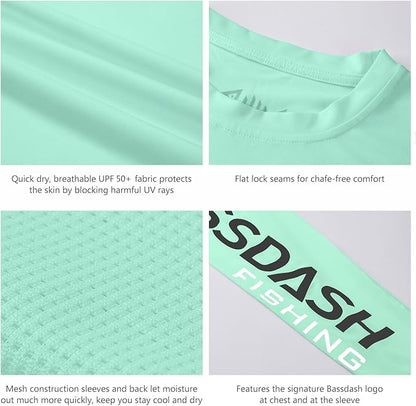 BASSDASH Fishing T Shirts for Men UV Sun Protection UPF 50+ Long Sleeve Tee T-Shirt