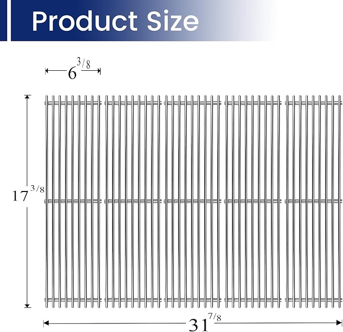 Shengyongh S66025 (5-Pack) 17 3/8" Stainless Steell Grates Replacement for Broil-Mate, Broil King 9625-67, 9625-84, Baron 320, Baron 340, Baron 420, Baron 440, Baron 490