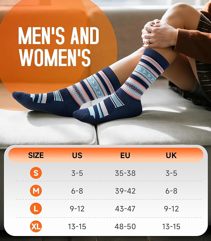 PULIOU Merino Wool Hiking Socks for Men & Women, 3 Pairs Cushioned Moisture Wicking Crew Boot Socks for Work & Outdoors