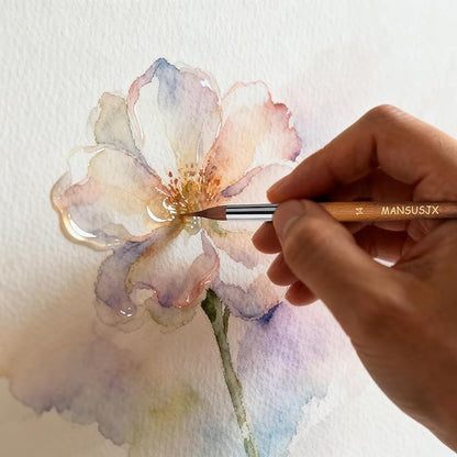 Watercolor Brushes Set,6Pcs Extended Needle Point Brushes Synthetic Extra Long Pinhead Brush with Sable Body Continuous Painting for Watercolor Acrylic Gouache Inks Painting