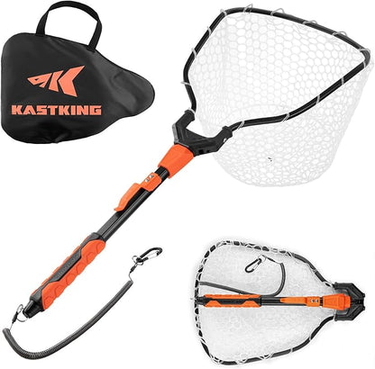 KastKing Titanet Fishing Net, Durable Aluminum Handle, Non-Slip Hi-Vis Grip, Compact Bag & Lanyard, Ideal for Kayak, Lake, Fly, or River Fishing, 2 Net Options