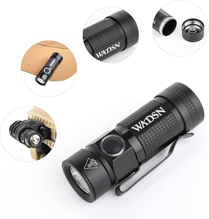 Helmet Light, Mini Clampable Tactical Flashlight with Strobe/Strong/Low Lamp, Compact Helmet Mounted LED with Fast Helmet Clip Rail, 400 Lumens Light for Outdoor Cycling Hiking