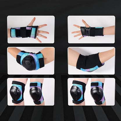 Skateboard Pads Kids/Youth/Adult Shield Elbow Pads and Wrist Guards Protective Gear,Strong Double Straps&Adjustable Easy-Fix Clips for Skateboarding,Rollerblading,ScooterRoller,Skating,Bicycle