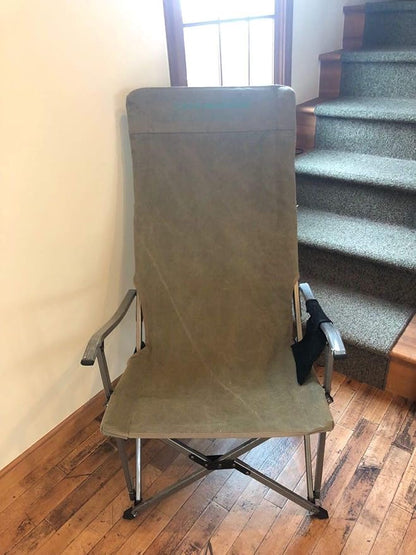 CAMPINGMOON Foldable Cotton Canvas Camping Chair for Campfire High Back Chair Gray F-1001C-H