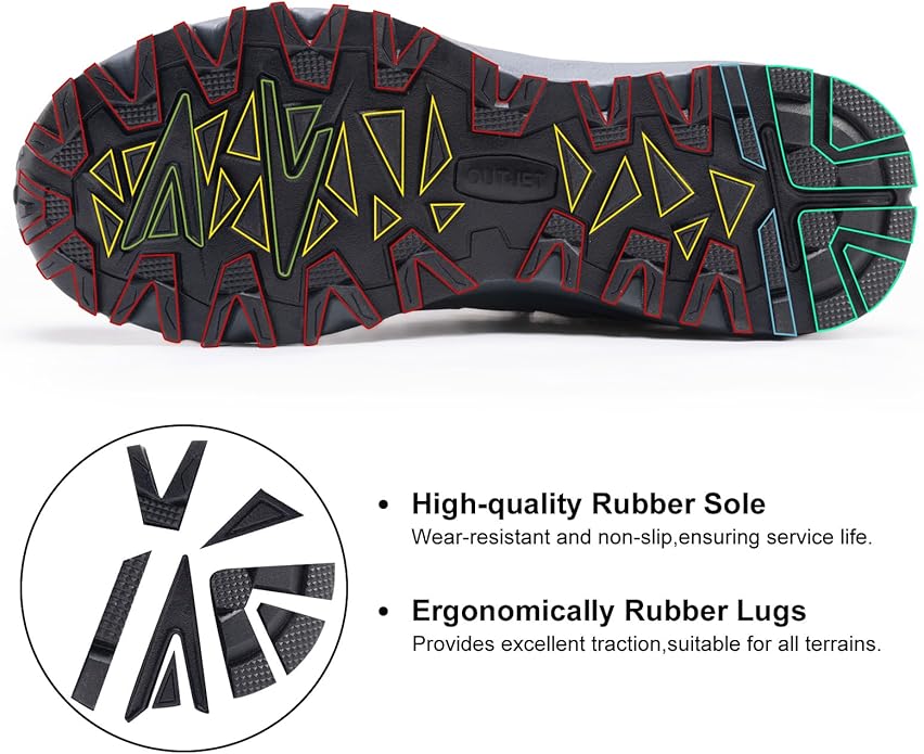 Men's Waterproof Hiking Boots Lightweight Comfortable Breathable Outdoor All-Terrain Trekking Ankle Boots