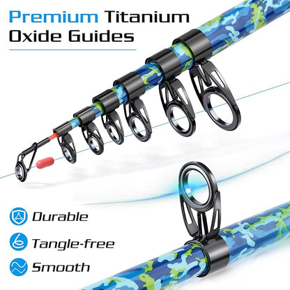 Sougayilang Fishing Rod and Reel Combos with Telescopic Fishing Pole Spinning Reels Fishing Carrier Bag for Travel Saltwater Freshwater Fishing