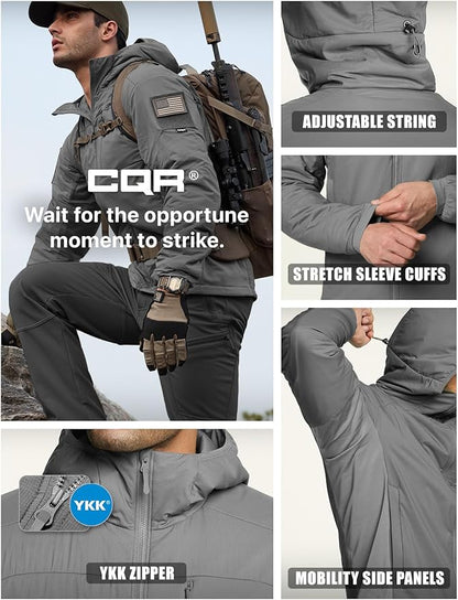 CQR Men's Lightweight Insulated Jacket, Windproof Packable Water Resistant Warm Active Coat for Hiking Work Outdoor Tactical