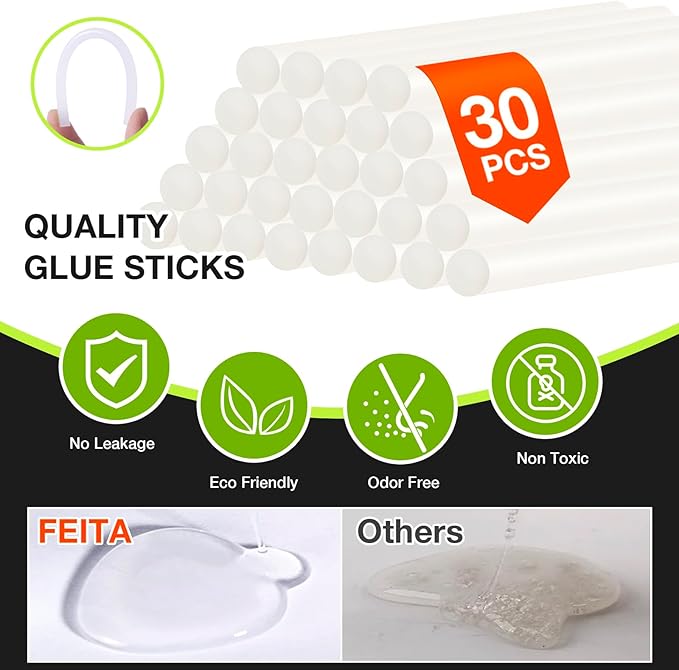FEITA Cordless Hot Glue Gun Usb-C Rechargeable, 40S Fast Preheating, Portable Wireless Glue Gun Kit with 30pcs Mini Glue Sticks, Suitable for Kids Craft, DIY Home Repair