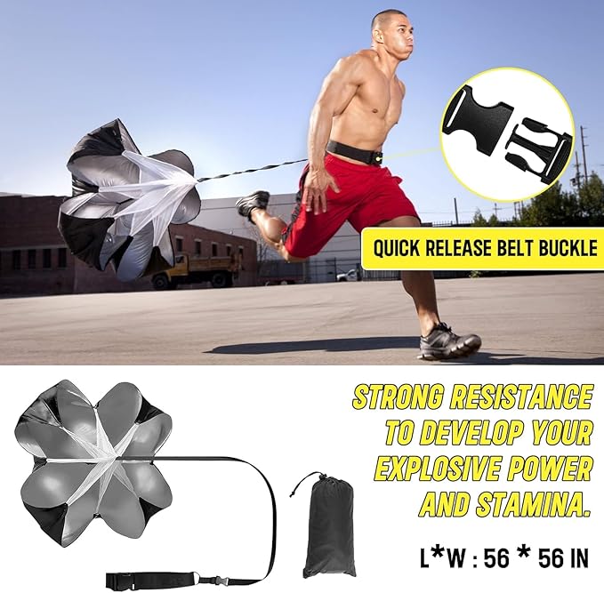 20ft Sports Agility Ladder for Men Women and Kids, Speed Youth Soccer Agility Training Equipment for Football, Exercise, Tennis, Legs Workout with Speed Parachute and Carry Bag