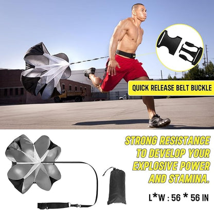 20ft Sports Agility Ladder for Men Women and Kids, Speed Youth Soccer Agility Training Equipment for Football, Exercise, Tennis, Legs Workout with Speed Parachute and Carry Bag