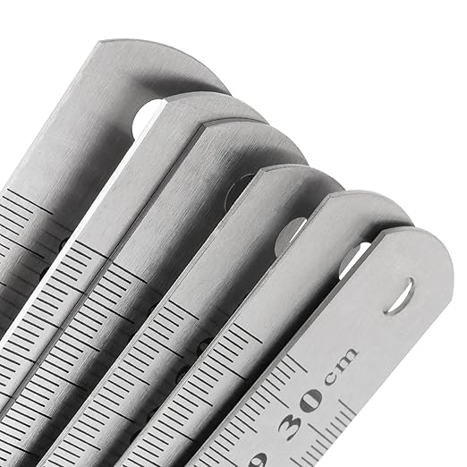 30 Pack 12 Inches Stainless Steel Rulers, Straight Edge Ruler, Precision Metal Ruler Laser Engraved Imperial/Metric Scales & Individual Sleeves for Office, Woodworking, Engineering