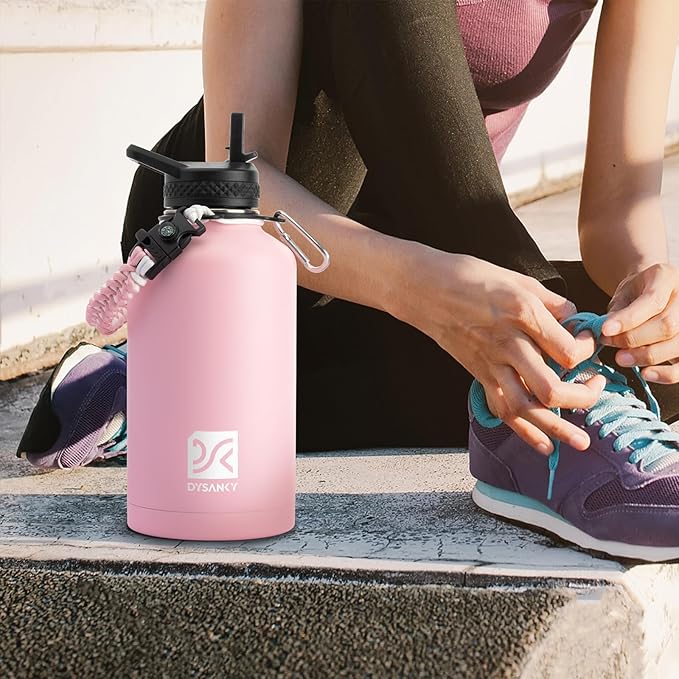 1 Gallon Insulated Water Bottle | Upgraded Thickened Stainless Steel Metal Portable Sports Large Water Jug for Gym and Hiking with Carrier Bag, Handle Strap | BPA-Free 128 oz