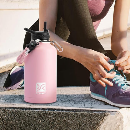 1 Gallon Insulated Water Bottle | Upgraded Thickened Stainless Steel Metal Portable Sports Large Water Jug for Gym and Hiking with Carrier Bag, Handle Strap | BPA-Free 128 oz