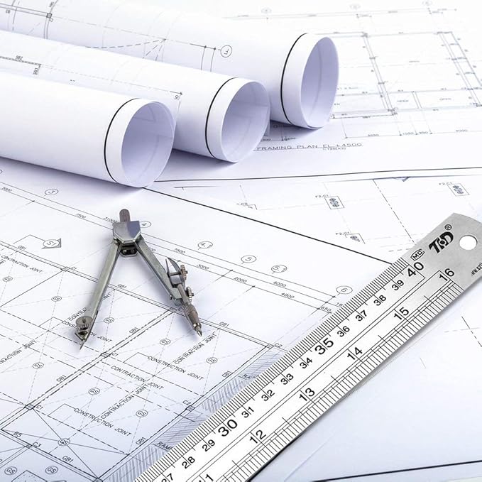 ZZTX Ruler Metal Straight Edge Stainless Steel Ruler 16 Inch Ruler Set Rulers Bulk 2 Pack