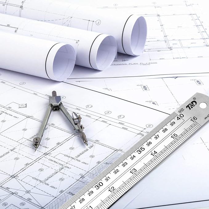 ZZTX Metal Straight Edge Ruler Set,Stainless Steel Ruler,12 Inch, Bulk 1 Pack