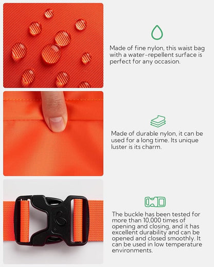 WATERFLY Fanny Pack Waist Packs: Large Crossbody Fanny Packs for Women Men with 5 Zipper Pockets Adjustable Strap Waist Bags Hip Pack for Traveling Cycling Running Hiking-Orange