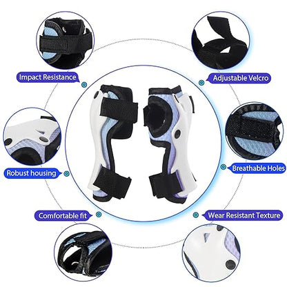 Gradient Color Kids Protective Gear Set Knee Pads for Kid 2-14 Years,W/ Adjustable Strap Kids/Youth Knee Pads Elbow Pads Wrist Guards Set for Inline Roller Skates,Cycling,BMX Bike,Skateboard,Scooter