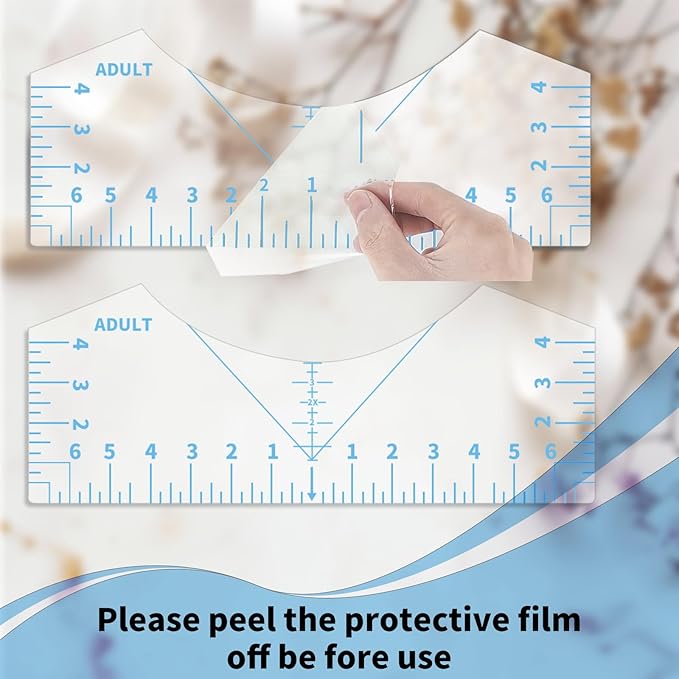 5Pack Tshirt Ruler Guide for Vinyl Alignment, T Shirt Rulers to Center Designs, PVC Measurement Template, Sewing Supplies Accessories Tools for Cricut Heat Press Transfer Vinyl （Blue）