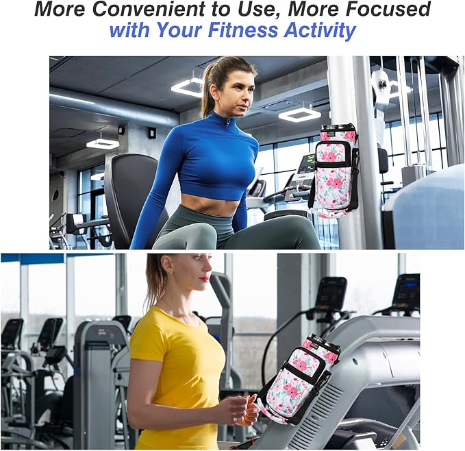 Nuovoware Water Bottle Carrier Bag,25oz/40oz/64oz Bottle Pouch Holder,Adjustable Shoulder Hand Strap 2 Pocket Sling Neoprene Sleeve Sports Accessories for Hiking Travelling Camping