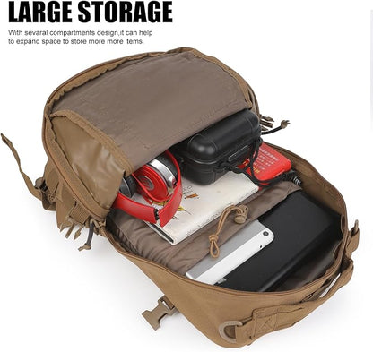 Small Tactical Backpack Military Daypack 12L Molle Bag Rucksack Army Daypack for Outdoor,Hiking,Camping,Travel (Tan)