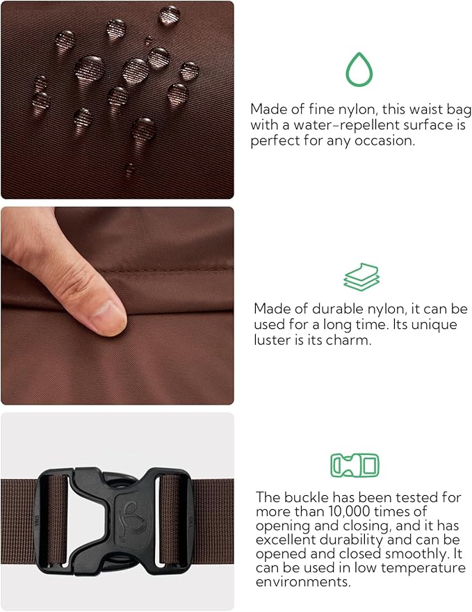 WATERFLY Fanny Pack Waist Packs: Large Crossbody Fanny Packs for Women Men with 5 Zipper Pockets Adjustable Strap Waist Bags Hip Pack for Traveling Cycling Running Hiking-Brown