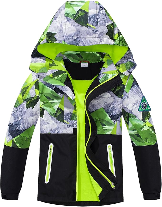 MGEOY Boys Girls Rain Jackets Lightweight Waterproof Hooded Raincoats Windbreakers for Kids 4-14Y
