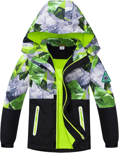 MGEOY Boys Girls Rain Jackets Lightweight Waterproof Hooded Raincoats Windbreakers for Kids 4-14Y