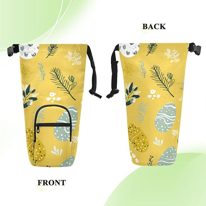 Yellow Easter Eggs Tree Branches Easter Water Bottle Holder with Strap Insulated Water Bottle Carrier Crossbody Bags Pouch with Phone Pocket for Travel Gym Hiking Walking Running