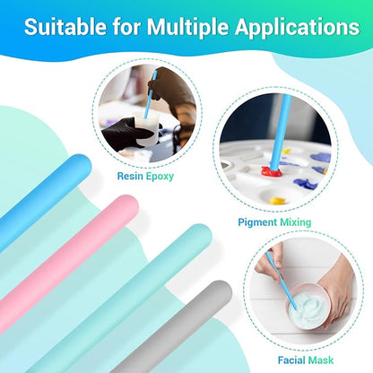 Gartful 4PCS Colored Silicone Stir Sticks, Reusable Mixing Sticks for Epoxy Resin, Paint, Making Glitter Tumblers Cups, Arts, Crafts, Facial Mask Stirring Rods, 4 Colors