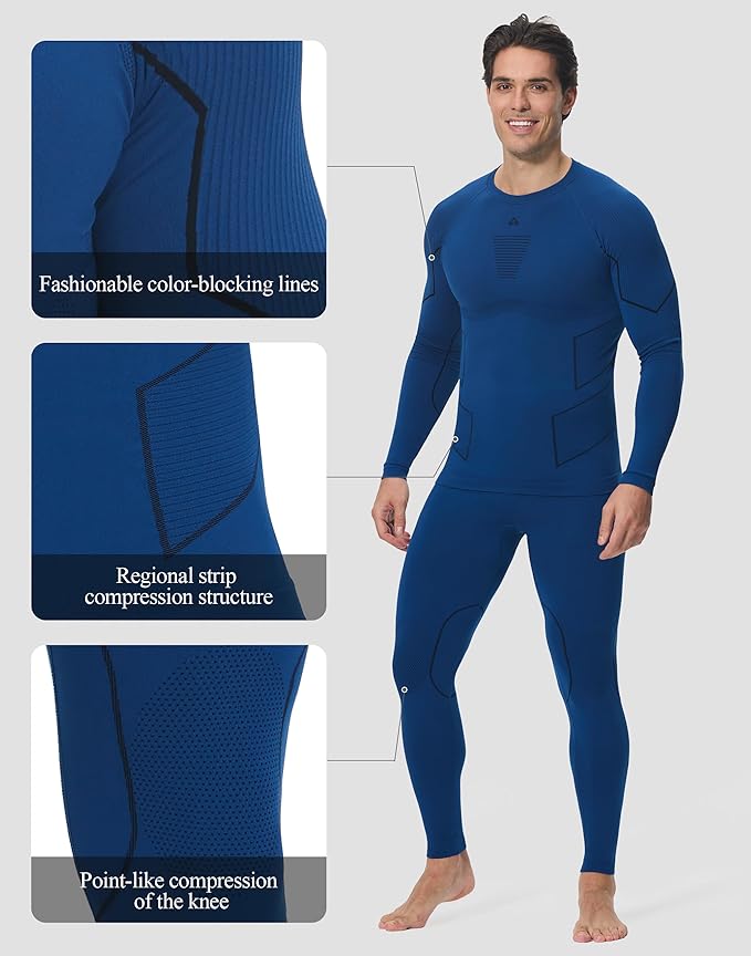 Pioneer Camp Thermal Underwear for Men Long Johns Quick Drying Top and Bottom Set Warm Base Layer Mens Cold Weather Skiing