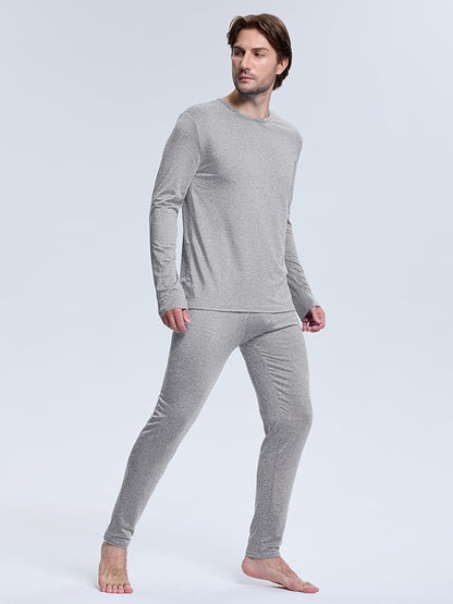 VZV Thermal Underwear for Men Fleece Lined Long Johns for Mens Thermals Top and Bottom Set Soft Base Layer for Winter
