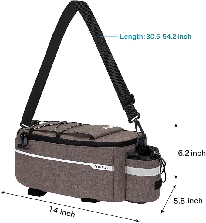 MOSISO Bike Rack Bag, Waterproof Bike Trunk Cooler Pouch Insulated Bicycle Rear Seat Pouch Cycling Backseat Storage Cargo Luggage Saddle Shoulder Bag