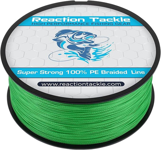 Reaction Tackle Braided Fishing Line - Pro Grade Power Performance for Saltwater or Freshwater Fish - Colored Fishing Line Braid for Extra Visibility