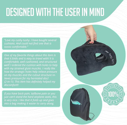 Premium Foldable Piriformis Cushion - Piriformis Pain and Sciatic Pain Relief Cushion - for Home & Office Use, Perfect for Travel or Driving