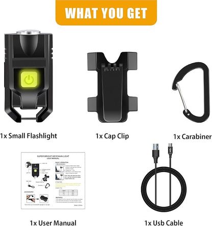 lexall LED Small Flashlight, 500Lumens Bright Mini Keychain Light, Portable USB Rechargeable Pocket Lights with 3 Modes Compact Baseball Cap Lights Indoor and Outdoor for Walking,Searching