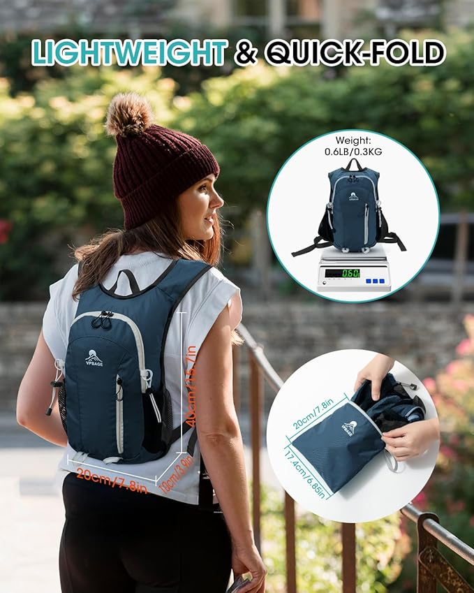 Small Hiking Backpack with Front Phone Holder, Packable Back pack with Chest and Waist Strap, Lightweight Daypack for Women Men