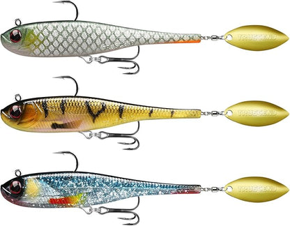 TRUSCEND Easy Catch Pre-Rigged Soft Lures, Unique Vibrating Swim Action and Trembly Sinking Move for More Bites, Amazing Soft Swimbait for Family Fishing, Fishing Lures for Bass Trout Crappie Walleye