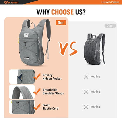 SKYSPER Foldable Hiking Backpack - 10L Small Lightweight Daypack Breathable Travel Backpacks for Men Women