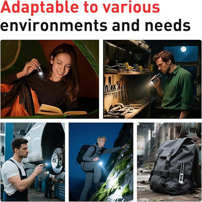 SuperFire Tactical Flashlight - 2300 Lumens Rechargeable LED Flashlight | 5 Modes & Clip | Long-Lasting & Dependable Light for Mechanics, Hiking, Camping, Emergency, Home Use (V8-S)